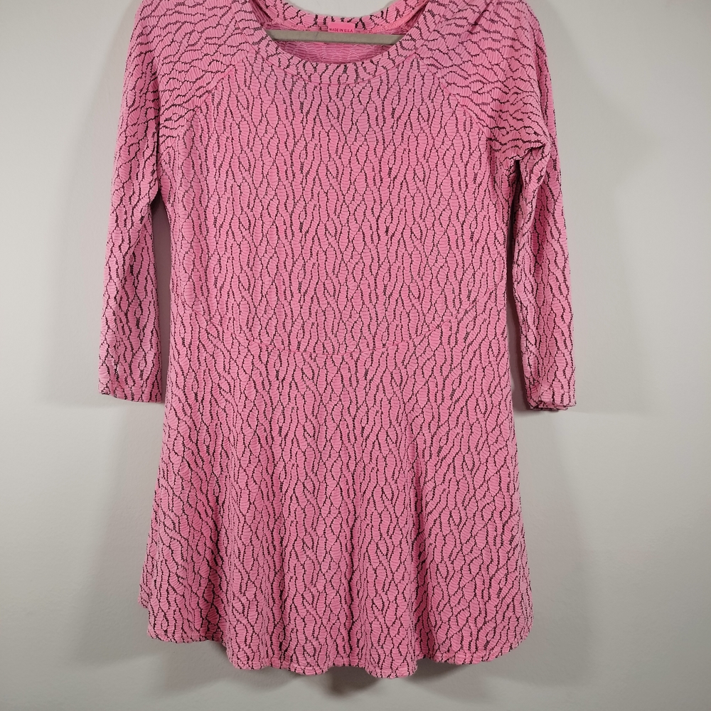Tianello by Steve Barraza Pink Textured 3/4 Sleeve Dress‎